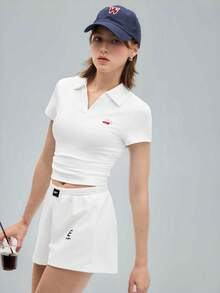 Eassivo Eassivo 女士运动网球 Polo 衫，休闲日常穿着 - 白色 - 查看 2