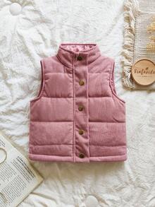 Áo khoác vest dày dặn thời trang đa năng cho bé gái, thích hợp mặc hàng ngày vào mùa đông - Bụi hồng - Xem 3