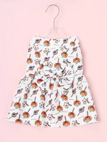 PETSIN Halloween Pumpkin Cute Cartoon Print Pet Dress