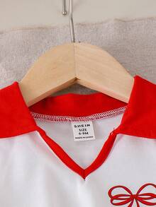 SHEIN 2 件套女婴 2025 年夏季新款无袖背心上衣 + 休闲裤套装，运动风格婴幼儿服装 - 紅色 - 查看 7