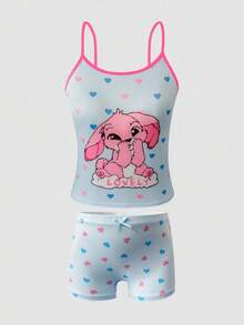 4pcs/Set Girls' Minimalist Solid Color Wireless Camisole & Comfortable Boyshort Panty Underwear Set Cute Underwear Set Fall Winter - Multicolor - View 4