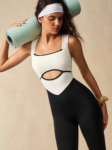 VARSIVA Bộ đồ liền thân không tay khoét lỗ màu tương phản, vừa vặn - Nhiều màu - Xem 8