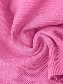 Chiquease 新款欧美风格休闲修身手工花卉针织套头衫，时尚针织上衣 - 玫紅色 - 查看 3