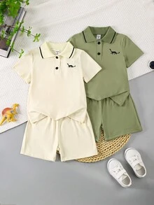 2pcs/Set New 4-7 Years Old Young Boy Summer Polo Shirt Short Sleeve Stylish Children Clothes, 4pcs Outfit Set