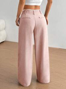 Flirla Women's Stylish Slimming Straight Leg Long Pants, Versatile - Pink - View 2