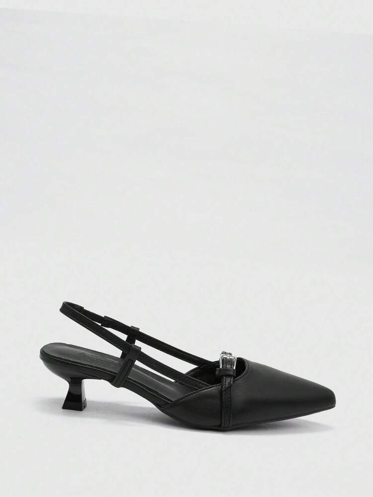 CUCCOO BIZCHIC Women's Fashion Black Backstrap Pointed Toe High Heel Pumps, Slip-On Dress Shoes For Daily Commute, Date, Party For Christmas Spring Shoes