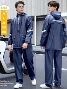 SHEIN Men's Waterproof Rain Gear Set - Durable PVC Material, Thick Waterproof Fabric, Breathable Suitable For Motorcycle Riding, Outdoor Sports And Travel - Multicolor - View 3