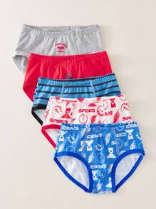 5件/包男童速度计图案基本款柔软舒适三角裤内裤幼儿男童内裤男童内裤套装儿童内裤幼儿内裤男童三角裤