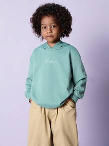 SHEIN Young Boy 字母圖案連帽衫