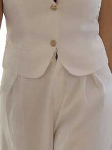 Cioccolato French-Style Elegant Sleeveless Slim-Fit High-End U-Neck Tank Top For Women - White - View 6