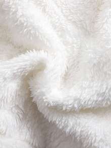 SHEIN 新生女婴可爱毛茸茸卡通图案连帽上衣和松紧腰裤套装，秋冬 - 淺粉色 - 查看 7