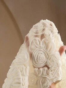 Anewsta 优雅刺绣镂空女士罩衫，高端别致的氛围 - 杏色 - 查看 8