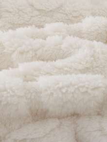 SHEIN 2 件女婴可爱休闲熊图案 3D 耳朵蝴蝶结毛绒长袖上衣和裤子套装，适合秋冬季日常穿着 - 杏色 - 查看 9