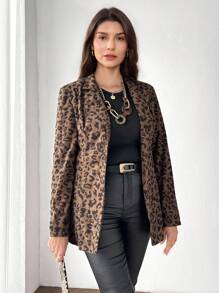 Miaspire 女士斑马纹翻领长袖休闲薄款西装外套，秋季 - 藍色 - 查看 1