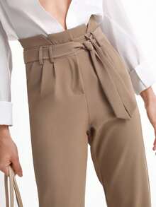 Daynim Quần Jeans Ống Cuộn Thắt Lưng Túi Giấy - Màu Khaki - Xem 3