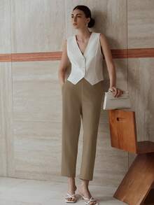 MOTF PREMIUM SOLID SLANT POCKET TAPERED PANTS - Mocha Brown - View 6