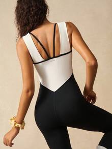 VARSIVA Bộ đồ liền thân không tay khoét lỗ màu tương phản, vừa vặn - Nhiều màu - Xem 11