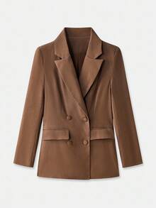 lacRébo 双排扣棕色西装外套 教师装 办公室装 商务休闲西装外套 - 棕色 - 查看 7