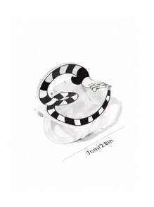 Beetlejuice X SHEIN 时尚条纹心形黑白发夹，适合居家、沐浴、美容、发髻发型、哥特风、角色扮演 - 無色 - 查看 3