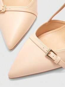 CUCCOO BIZCHIC Women's Fashion Burgundy Pointed Toe Chunky Heel Slip-On Pumps, Classic Minimalist Design For Commuting, Dating, Party, Holiday, Wedding - Apricot - View 7