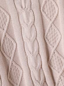 SHEIN Girls' Cable Knit Pullover Sweater,Pink Retro Round Neck Twist Stitch Sweaters For Autumn,Soft Fashionable Back-To-School,Holiday,School Traveling - Khaki - View 7