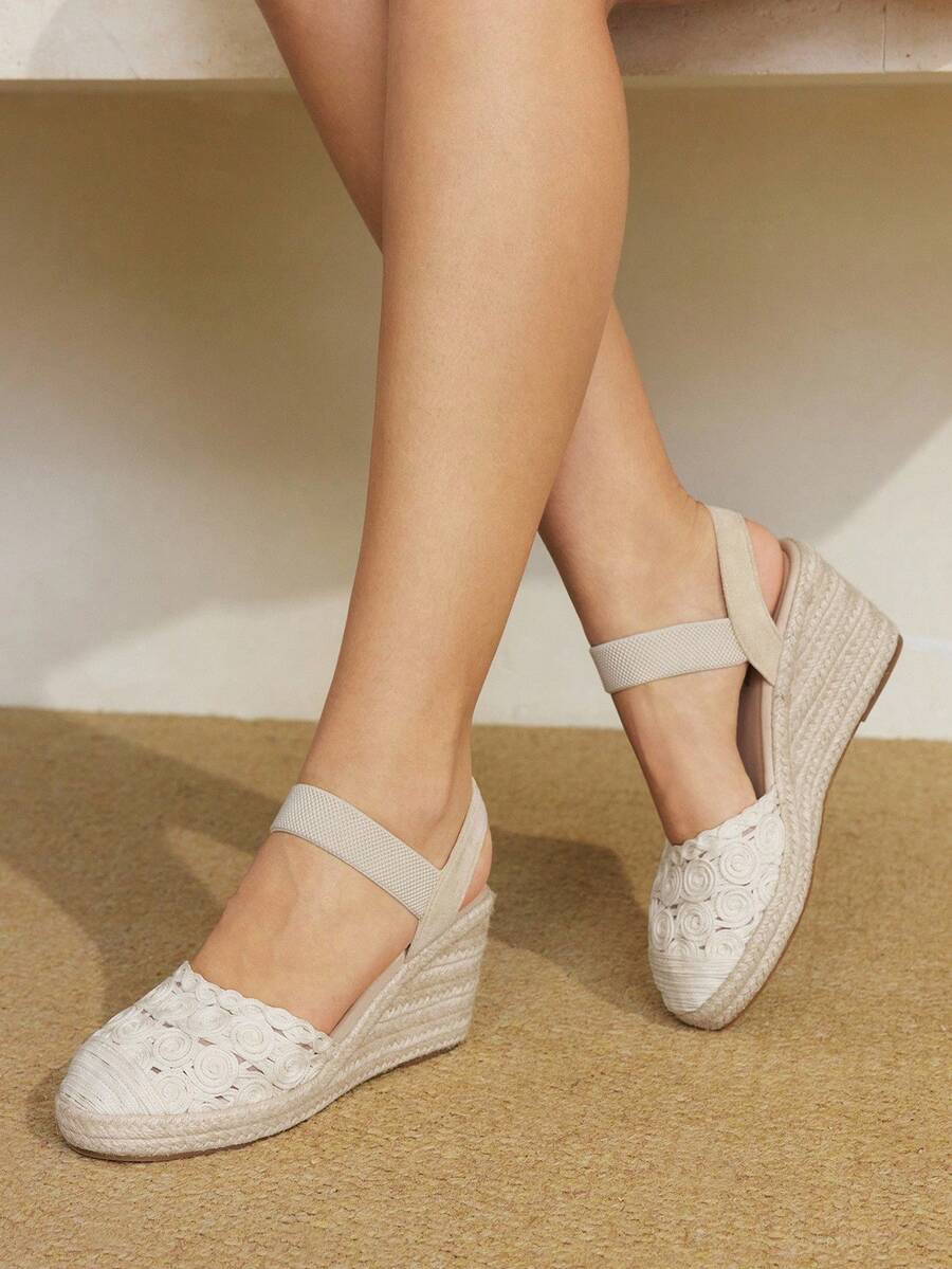 Styleloop Women's Wedge & Platform Woven Slip-On Shoes, Bohemian Style For Summer Outfit - Beige - View 1