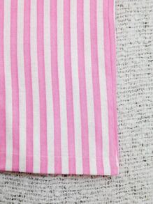 EURMUSE 棉质 2 件套女式线条印花长裤和短裤以及口号印花上衣家居服睡衣套装