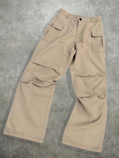 Street Life Pantalon cargo ample à jambes droites avec poches multiples, automne