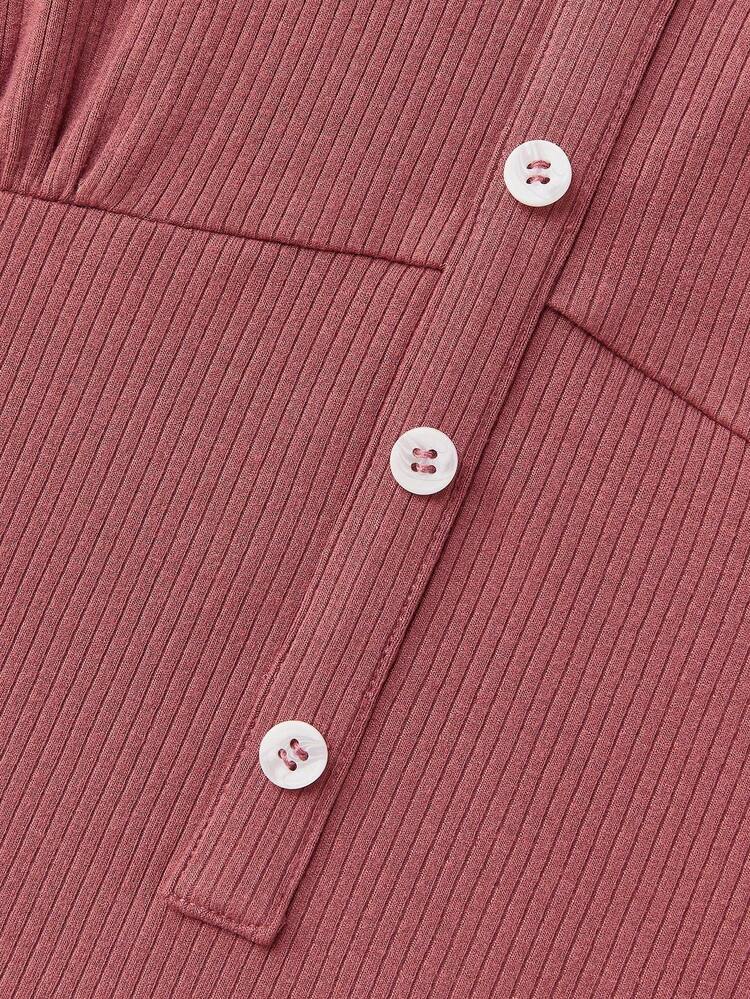 Body acanalado con cuello henley, con adorno de encaje y mangas largas, conjunto de otoño para mujer, ropa de otoño e invierno