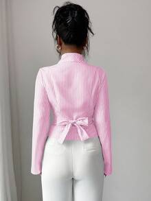 Selianne Blusa de moda con manga larga, cruce delantero y bajo asimétrico para mujer - Multicolor - Ver 2