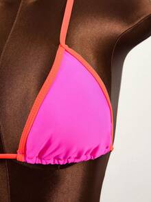 Bonvoyette Bikini gợi cảm buộc dây bên hông hở lưng cho kỳ nghỉ hè trên bãi biển dành cho nữ - Hồng - Xem 4