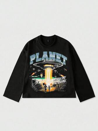 Street Life Camiseta de manga larga con estampado de letras casual para hombres, para primavera/otoño, para el otoño, estilo de los 2000