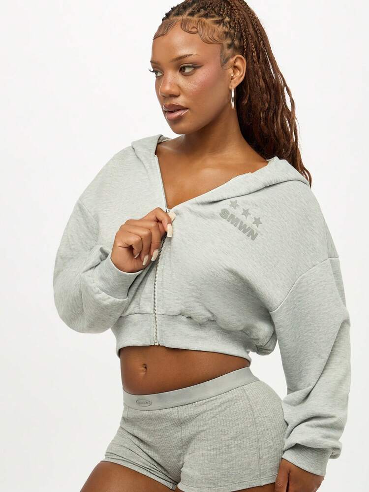 SUMWON WOMEN Bluza z kapturem i zamkiem błyskawicznym, swobodna, krótka, zimowa, jesienna, nowoczesna, streetwear, odzież domowa, podstawowa, niezbędna, codzienna, modna, zamek błyskawiczny z przodu, inspirowana sportem