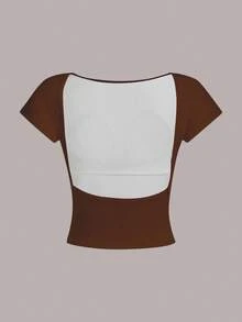 性感露背短款衬垫上衣，适合夏季 - 彩色 - 查看 2