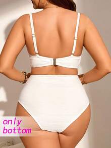 Swim Chiccia Bottom de bañador de tela acanalada de unicolor y pliegues para tallas grandes, apto para uso diario y vacaciones