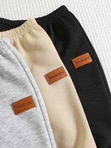 SHEIN 3条装男女宝宝可爱加厚弹力腰裤，中性婴儿运动裤，多件装百搭，秋冬季男宝宝运动裤，男宝宝保暖裤，男宝宝冬季裤 - 彩色 - 查看 7