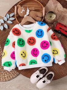 SHEIN 秋冬少女纯色蓬松圆领休闲卫衣 - 白色 - 查看 7