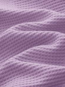 SHEIN 新生女婴可爱百搭压花卡通图案卫衣和松紧腰裤套装，秋冬 - 淡紫色 - 查看 4