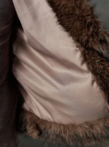 NEON BLANC Men's Long Sleeve Casual Warm Fluffy Faux Fur Coat For Winter - Coffee Brown - View 8