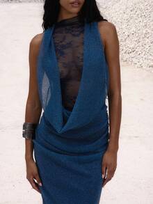 MUSERA 极致深V领蕾丝内衬亮片针织长裙，适合夜晚外出、生日等场合，优雅迷人，也是夏季假期毕业典礼的理想之选。 - 彩色 - 查看 6