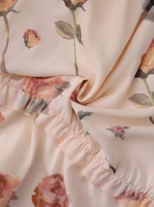 Blusa de manga larga con estampado floral, de corte holgado y cordón ajustable, para mujer de estilo casual - Multicolor - Ver 5