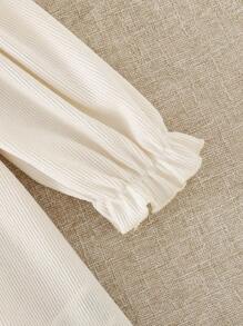 Souflis Souflis Vintage elegantes, luftiges, bequemes Rüschen-Kleid mit floraler Stickerei aus Cord-Stoff in Apricot, Langarm, für Baby Mädchen, 3 Monate - 3 Jahre