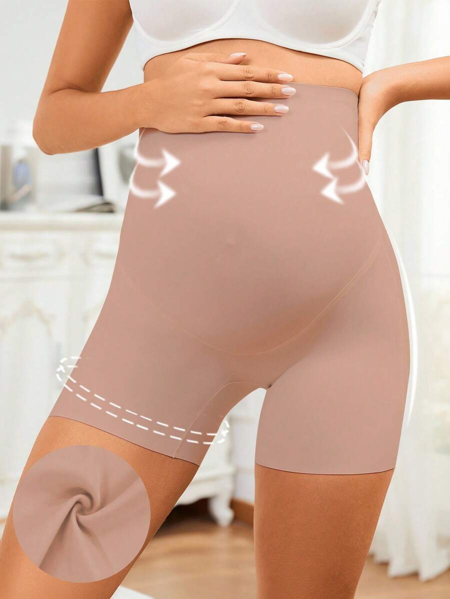 Moonlight&Mama Maternity Solid Color High Waist Comfortable Breathable Seamless Underwear - Mocha Brown - View 1