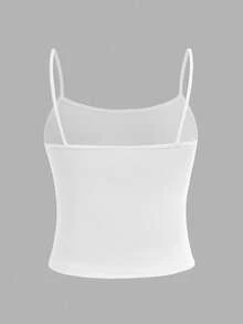 SHEIN Girlism Dozemod Tween Girl Tween Girl 2 件简约褶饰吊带背心文胸套装 - 白色 - 查看 6