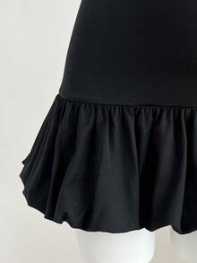 SHEIN Unity 女式休闲修身腰绣花连衣裙 - 黑色 - 查看 5