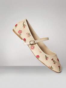 Solezae Giày ba lê mũi tròn thanh lịch thoải mái thêu hoa cho nữ - Nhiều màu - Xem 6