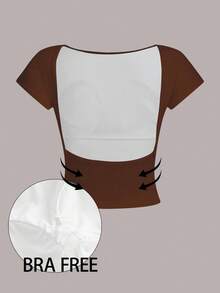 性感露背短款衬垫上衣，适合夏季 - 彩色 - 查看 1