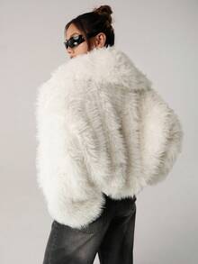 SHEIN ICON Sexy Faux Fur Short White Coat In Fall/Winter - White - View 2