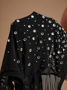 Radiana Women's Sexy Elegant Luxurious Black Mesh Crystal Bodysuit, Off-Shoulder Tight Fit Rhinestone Bodysuit, Party Top, Suitable For Ball, Valentine's Day, Music Festival, Concert, Gala, Formal Event, Dignified, Distinctive, Holiday, Date Night, Gathering, Birthday, Singles Party, Cocktail Party Black Rhinestone Bodysuit,Valentine's Day,Date Night,New Year's Eve ,Party