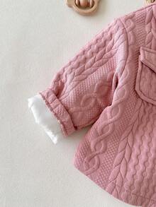 SHEIN 女婴可爱百搭粉色保暖长袖风衣，秋冬季